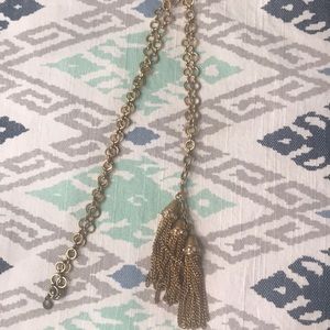 J crew long gold necklace with three tassels